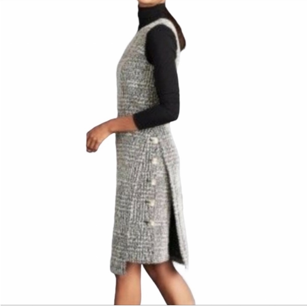 J McLaughlin dress tweed black white Large L WOW PRICE!